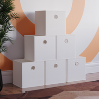 Vida Designs Durham White Cube Foldable Storage Basket (H)300mm (W)300mm - White / 6