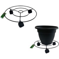 25cm Round Plant Pot Caddy Black Patio Pot Mover With Castor Wheels 10 Inch - Black / 2