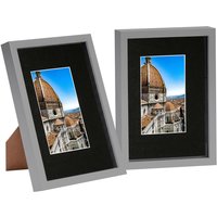 3D Shadow Box Frames with A5 Mount - A4 (8" x 12") - Grey - Pack of 2 - Black