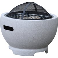 Blazepot Outdoor Garden Fire Pit with stainless steel cooking grill - Grey