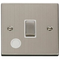 Stainless Steel 1 Gang 20A Ingot DP Switch With Flex - White