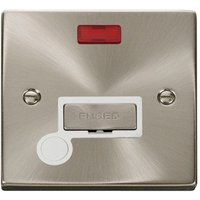 Satin Brushed Chrome 13A Fused Ingot Connection Unit With Neon With Flex - White