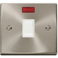 Satin Brushed Chrome 1 Gang 20A DP Switch With Neon - White