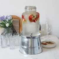 Glass Drinks Dispenser with Tap and Bucket Stand - 6.5L - Silver / 1