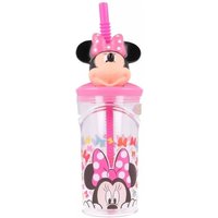 Minnie Mouse 3D Figurine Glass Tumbler With Straw 360ML - Pink / Minnie Mouse 3D