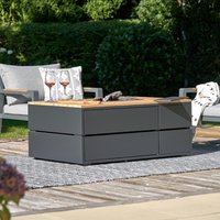120cm Teak Rectangular Fire Pit Table - Black