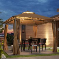 3 x 3 m Solar LED Metal Gazebo - Brown