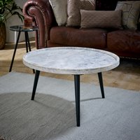 Opal Coffee Table With Marble Top And Metal Legs - White