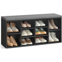 VASAGLE Shoe Bench with Cushion and Storage Compartments - Black / MDF / 16.5kg