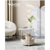 VASAGLE Charging Side Table with Basket - White
