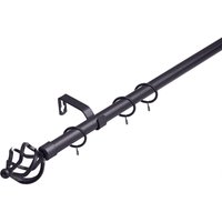 19 mm Extendable Metal Curtain Poles Rods - Gun Metal / 360cm