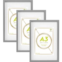 Photo Frames with White A4 Mount - A3 (12" x 17") - Pack of 3 - Grey