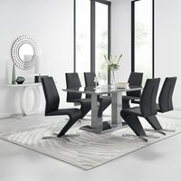 Imperia Grey High Gloss Dining Table with 6 Willow Chairs - Black