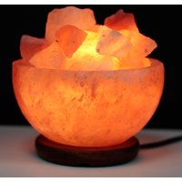 Himalayan Salt Fire Bowl Lamp Air Purifying Crystal Light - Orange