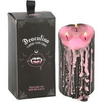 Large Pink Vampire Tears Pillar Candle Gothic Glam Home Decor - Black