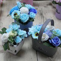 Bouquet Petite Basket Soothing Bath Flowers Scented Gift - Blue