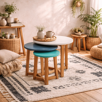 Birr Set of 3 Nesting Tables - Solid Oak Legs, Matt Natural Tops - Natural