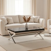Kerala Black Coffee Table With Cross Base - Black