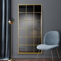 MirrorOutlet Fenestra Gold Modern Window Wall Mirror 174CM X 85CM - Gold