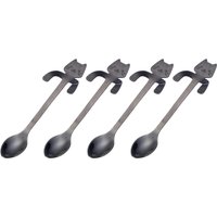 Cosy Cat Stainless Steel Spoons - Black / 4