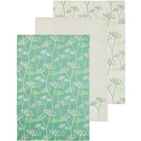 Cow Parsley Set Of Three Tea Towels - Green