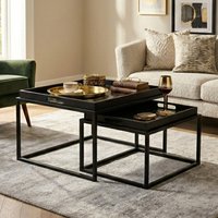 Celina Black and Gold Set Of 2 Nesting Tray Tables - Black, Gold