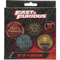 Fast and Furious Set of 4 Vintage Style Coasters - multicoloured
