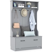 Hall Tree with Coat Rack - Grey