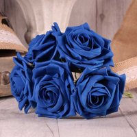 Bunch of 5 Foam Open Tea Rose - Royal Blue