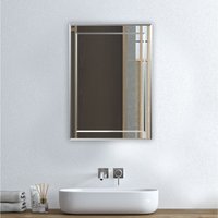 Double Layer Wall Mirror Rectangle Frameless - White