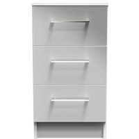 Worcester Ready Assembled 3 Drawer Bedside Cabinet - Uniform Grey & White Matt