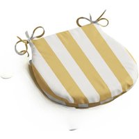 Wide Striped Outdoor D Shaped Seat Pad Yellow - Yellow/White / 1