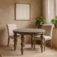 Montaine Round Farmhouse Dining Table Soft Matt Turned Rubberwood Legs - Grey