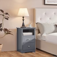Yaheetech Set of 2 End Tables with 2 Drawers & 1 Cubb