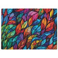 Stained Glass Pattern Large Smooth Glass Worktop Saver - Colourful Kitchen Choppng Board - Blue