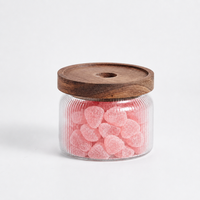 Eden & Willow Fine Ribbed Airtight Glass Storage Jar with Acacia Lid - Clear / 0.45l