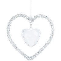 , Sliver and Clear Hanging Heart - Silver , Sliver and Clear Hanging Heart - Silver