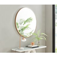 Emma Round Copper Frame Wall Mirror - Copper / 100cm