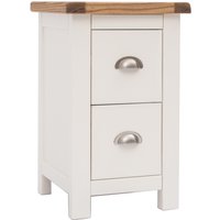 Lovere 2 Drawer Petite Bedside Cabinet - Chrome Handle - Off White / Satin Chrome