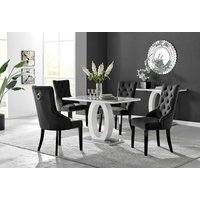 Giovani 4 Grey Dining Table and 4 Belgravia Black Leg Chairs - Black