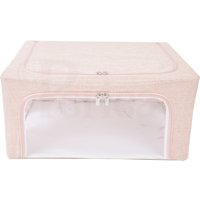 Periea Beau Folding Storage Box with Collapsible Steel Frames - Pink Linen / 22.5cm