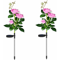 Set of 2 Solar Rose Lights - Pink