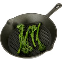 KitchenCraft Deluxe Cast Iron 24cm Round Ribbed Grill Pan - Black