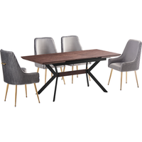 Soho Blaze LUX Dining Set Includes a Table and 4 Velvet Upholstered Chairs - Grey