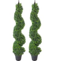 Pair of Tall Artificial Boxwood Tower Trees Topiary Spiral - Buxus Spiral