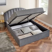 Ottoman Storage Bed with Deluxe Hybrid Mattress - Grey / Double