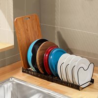 Expandable Cookware Rack Adjustable Pan Organizer - Black