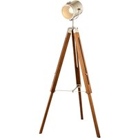 Acton Tripod Floor Lamp - Satin Nickel, Natural