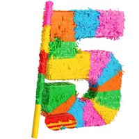 Number 5 Cardboard Pinata, Stick and Blindfold Set - Multi