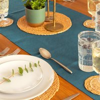 48x183cm Cotton Fabric Table Runner - Denim Blue